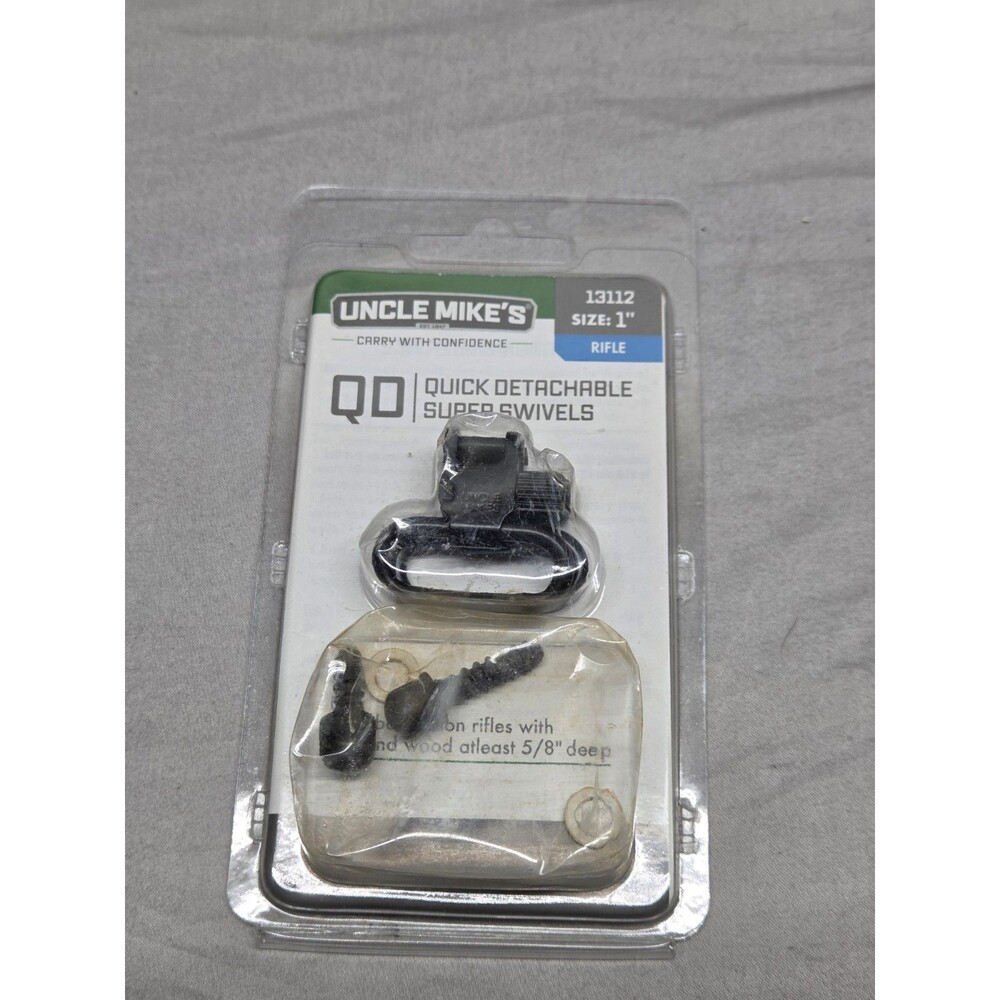 1” Uncle Mike's Quick Detach Super Sling Swivel Set Black #13112 w/ Studs New